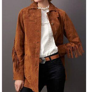 NWOT Pilcro Danae Fringed Suede Jacket